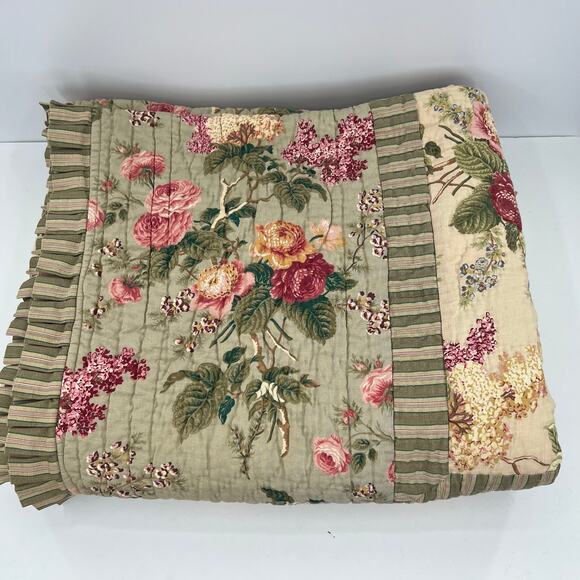 Waverly linen blend heirloom floral twin quilt - Picture 5 of 13